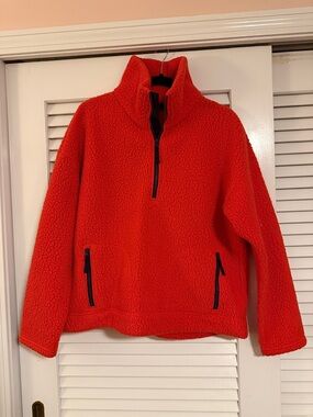 J. Crew Red Fleece Sherpa Half-Zip